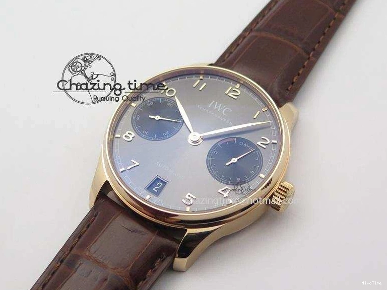 MIROTIME 0410 Unisex Portuguese Real PR RG IW500702 ZF 1:1 Best Edition On Brown Leather Strap A52010 V 7303